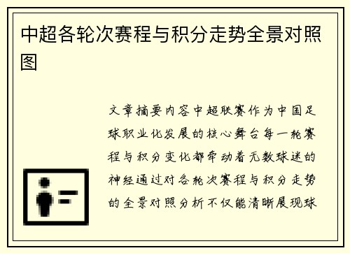 中超各轮次赛程与积分走势全景对照图